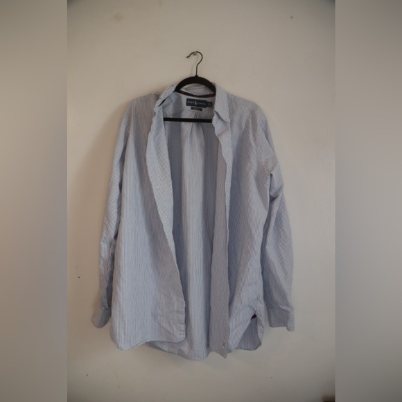 Ralph Lauren Classic Fit Blue White Striped Button-Down Shirt Men’s Large - Picture 1 of 3